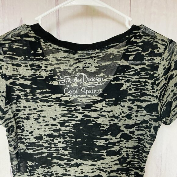 Harley Davidson Shirt Womens Small Cool Springs Franklin TN Shirt Gray Bling - Picture 3 of 4